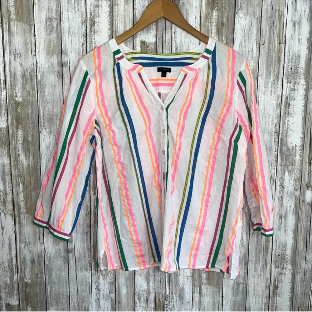 Talbots Sensational Stripe Popover Blouse - Picture 2 of 5